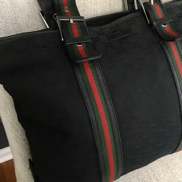 Authentic Gucci black monogram canvas tote bag - Picture 4 of 16